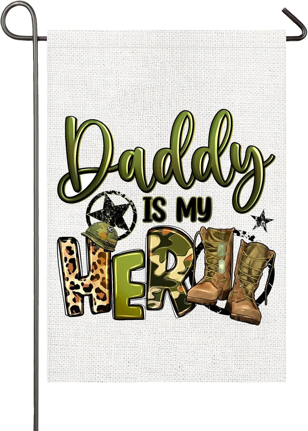 Daddy Is My Hero 4th Of July Garden Flag 12x18 Double Sided Army Dad Father's Day Garden Flag