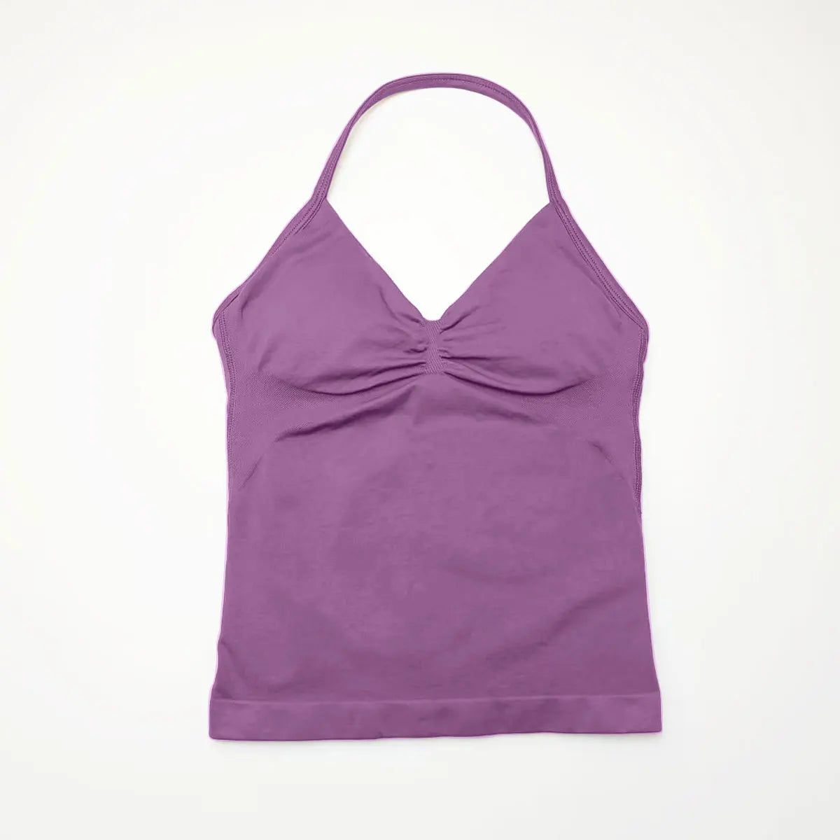 Pink Halter Neck Ruched Active Tank Top
