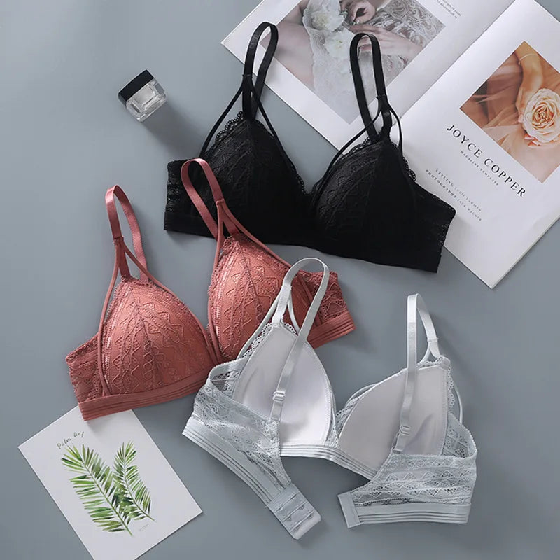 Sexy Lace Bralette for Women – Soft Wireless Push Up Bra