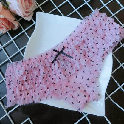 Cute Ruffle Lace Panties – Floral Mesh Low Waist Breathable Women Underwear