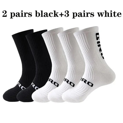 5 Pairs Compression Sports Crew Socks – Breathable Athletic Running & Training Socks