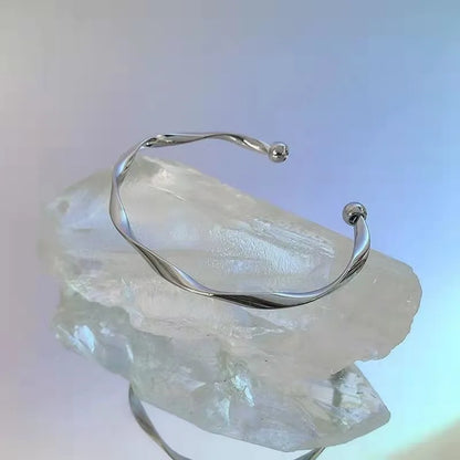 Minimalist Silver Open Bangle Bracelet – Simple Everyday Cuff