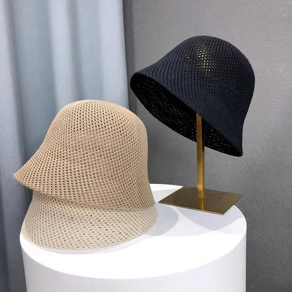 Women’s Knit Bucket Hat – Breathable Summer Crochet Fisherman Cap
