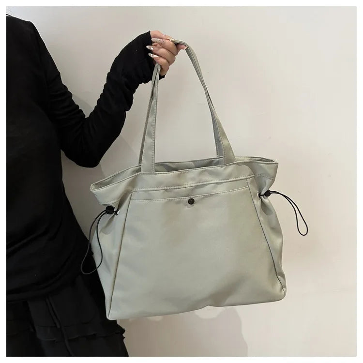 Minimalist Nylon Tote Bag – Large Capacity Casual Shoulder Handbag for Women