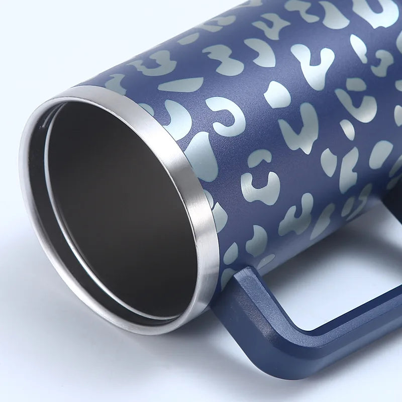 40oz Stainless Steel Vacuum Insulated Travel Mug with Handle Straw Lid