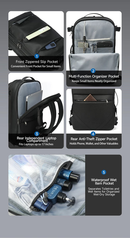 TIGERNU Large Capacity Travel Backpack – Airline Approved Laptop Bag