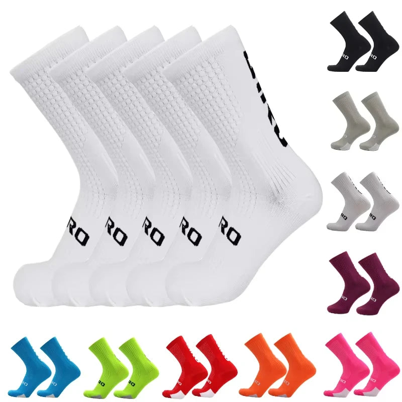 5 Pairs Compression Sports Crew Socks – Breathable Athletic Running & Training Socks