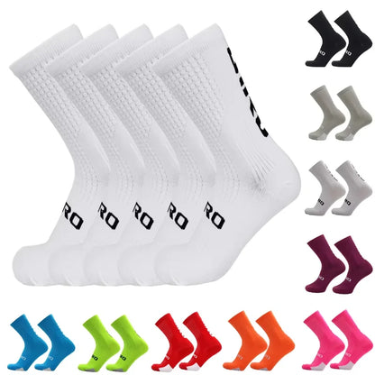 5 Pairs Compression Sports Crew Socks – Breathable Athletic Running & Training Socks