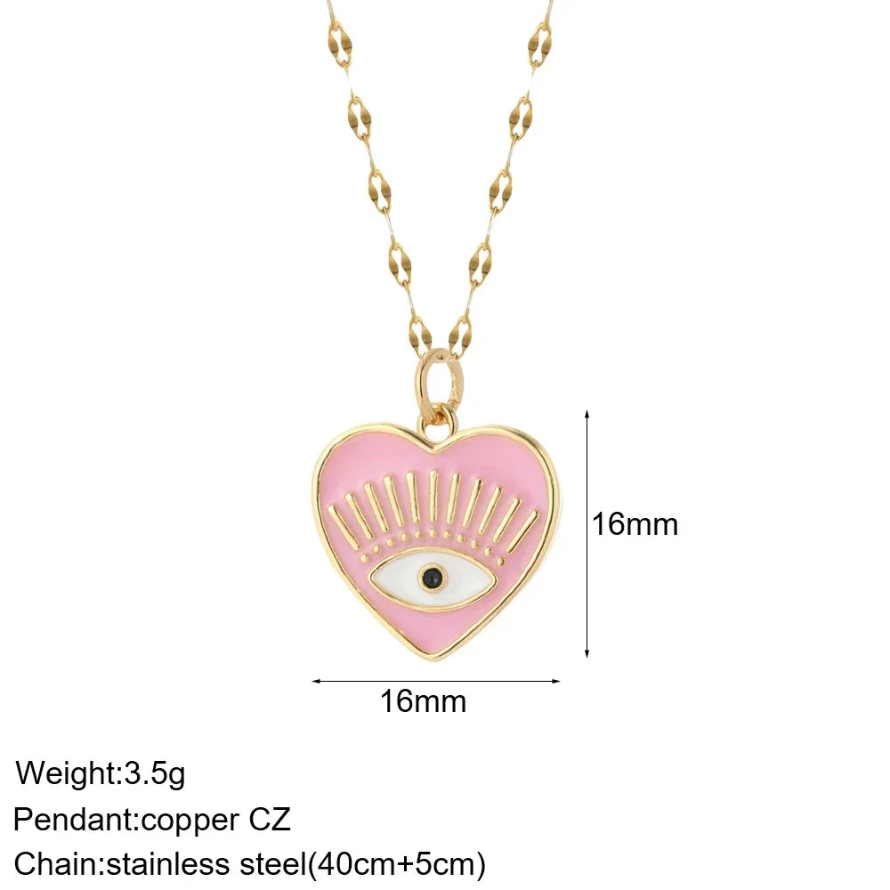 Gold Charm Pendant Necklace Collection – Celestial Eye Heart Sun Moon Layered Necklaces for Women
