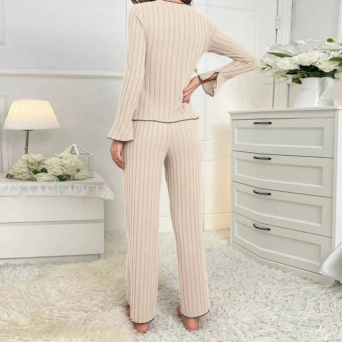 Women’s Long Sleeve Pajama Set – Soft Summer Sleepwear with Trousers, Cozy Lounge Homewear for Women