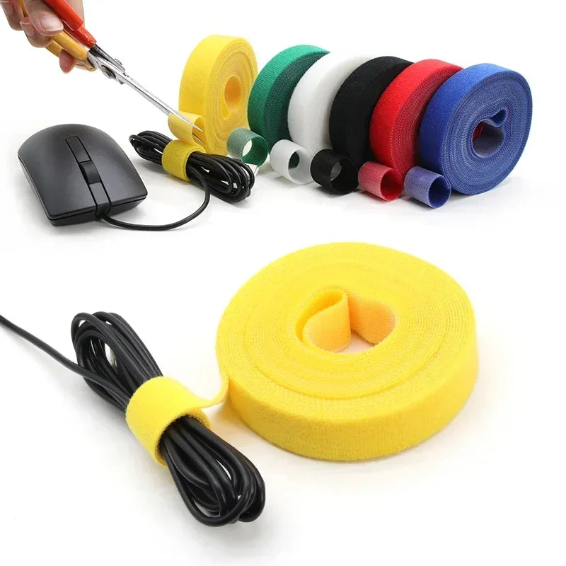 5m/roll Reusable Cable Management Strap Roll – Hook & Loop Fastener Tape