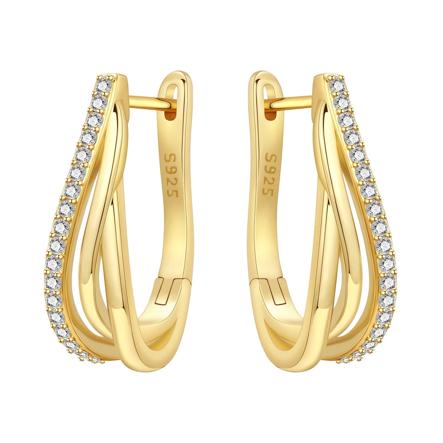 925 Sterling Silver Hoop Earrings – Minimalist Layered Huggie Earrings for Women