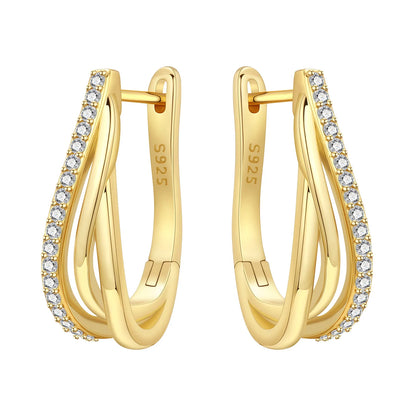 925 Sterling Silver Hoop Earrings – Minimalist Layered Huggie Earrings for Women