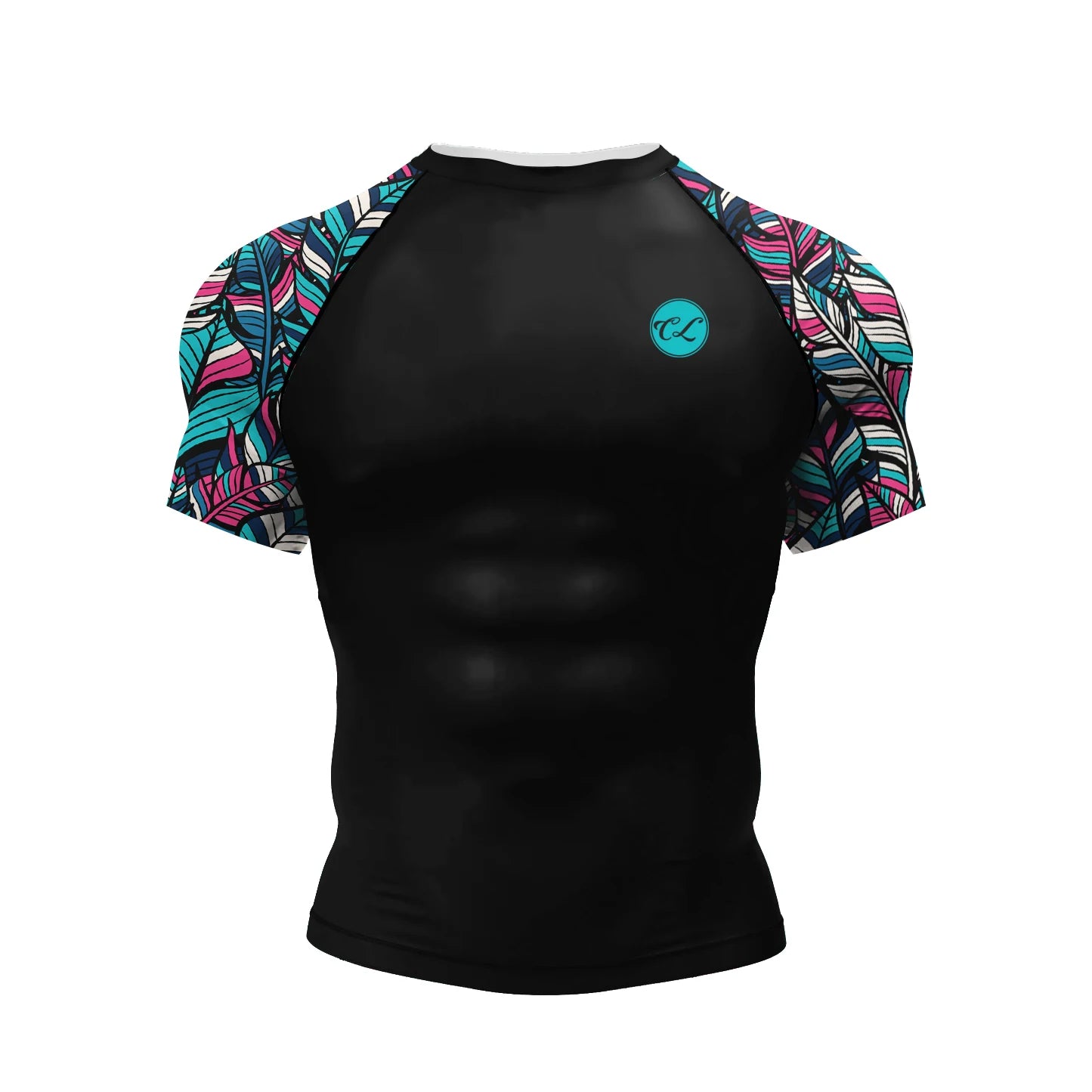 Pink BJJ Rash Guard Men Short Sleeve Jiu Jitsu Compression Training Shirt