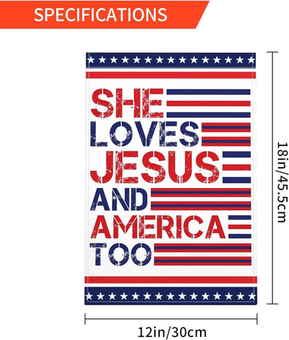 4th of July Memorial Day Independence Day Flag 12x18 Christian Jesus Faith American Patriotic Garden Flags f