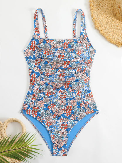 Pleated One Piece Swimsuit Women Push Up Monokini Plus Size Summer Beachwear