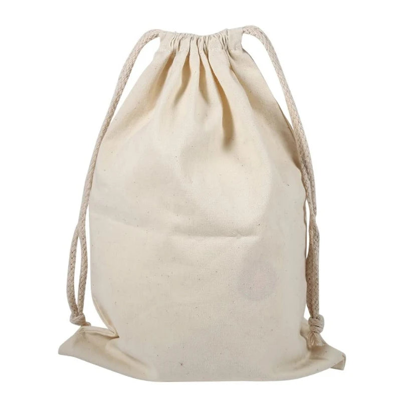 Cotton Drawstring Storage Bags – Reusable Canvas Organizer Pouches Set for Travel & Home