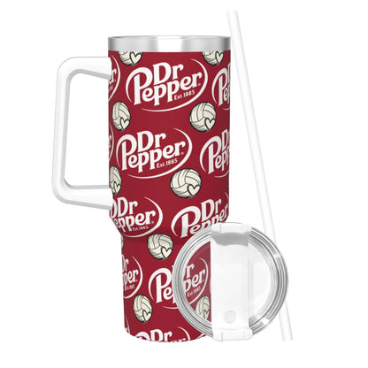 Dr Pepper Logo Tumbler – 40oz Insulated Stainless Steel Travel Mug with Handle