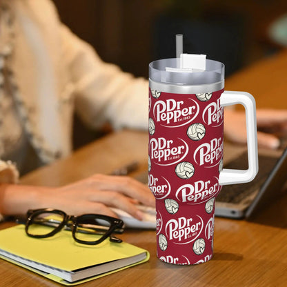 Dr Pepper Logo Tumbler – 40oz Insulated Stainless Steel Travel Mug with Handle