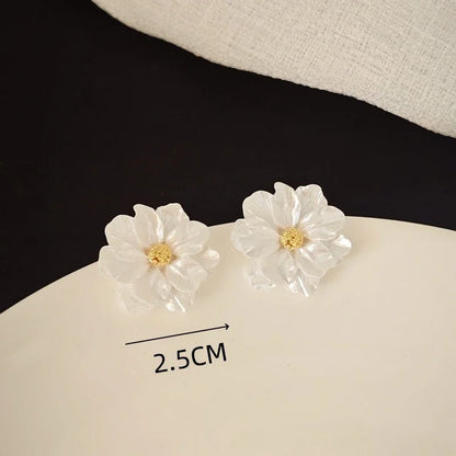 Blue Flower Stud Earrings – Elegant Floral Crystal Earrings for Women Vintage Jewelry