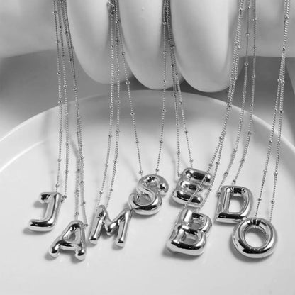 Personalized Bubble Initial Necklace – Gold Letter Pendant Necklace for Women Trendy Jewelry