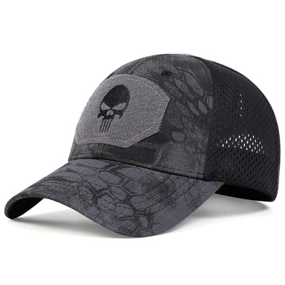 Skull Tactical Trucker Hat – Breathable Mesh Military Baseball Cap