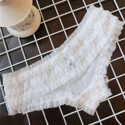 Cute Ruffle Lace Panties – Floral Mesh Low Waist Breathable Women Underwear
