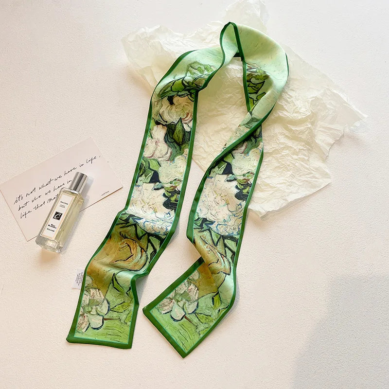 Vintage Paisley Hair Scarf for Women – Satin Headband Neck Tie Ribbon