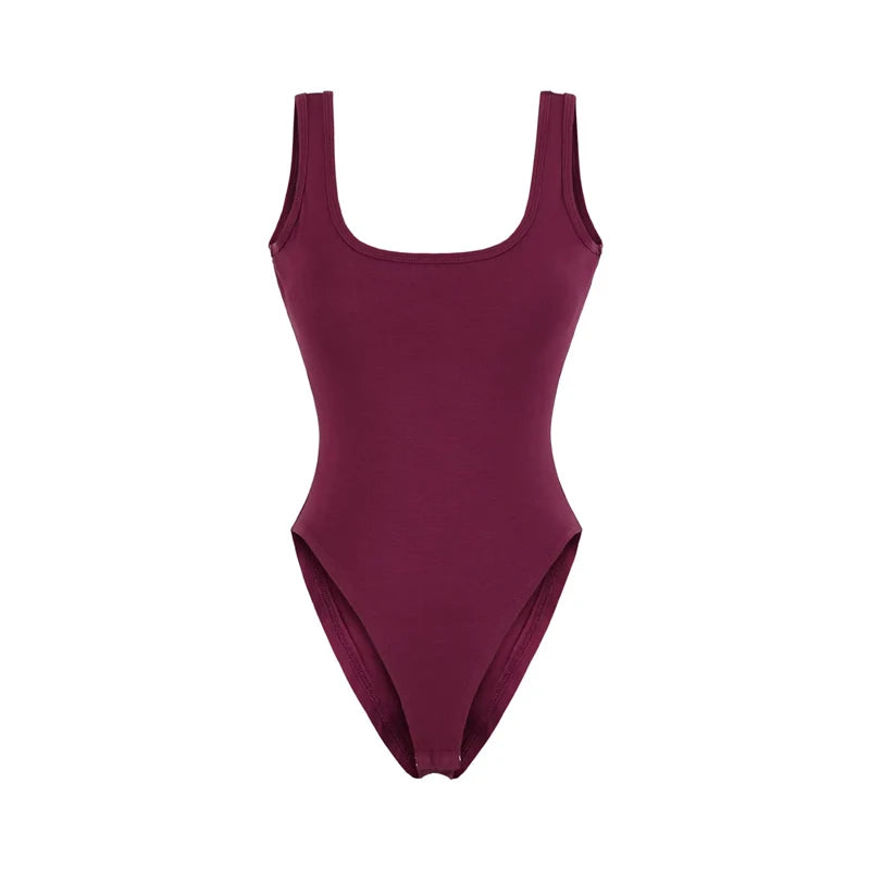 Women's Sculpting Modern Low Back Tank Bodysuit With Bra Insert