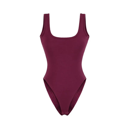 Women's Sculpting Modern Low Back Tank Bodysuit With Bra Insert