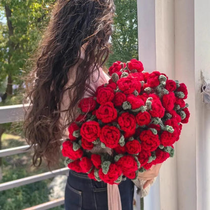 Handmade Crochet Rose Blanket Bouquet | Unique Birthday Gift for Her