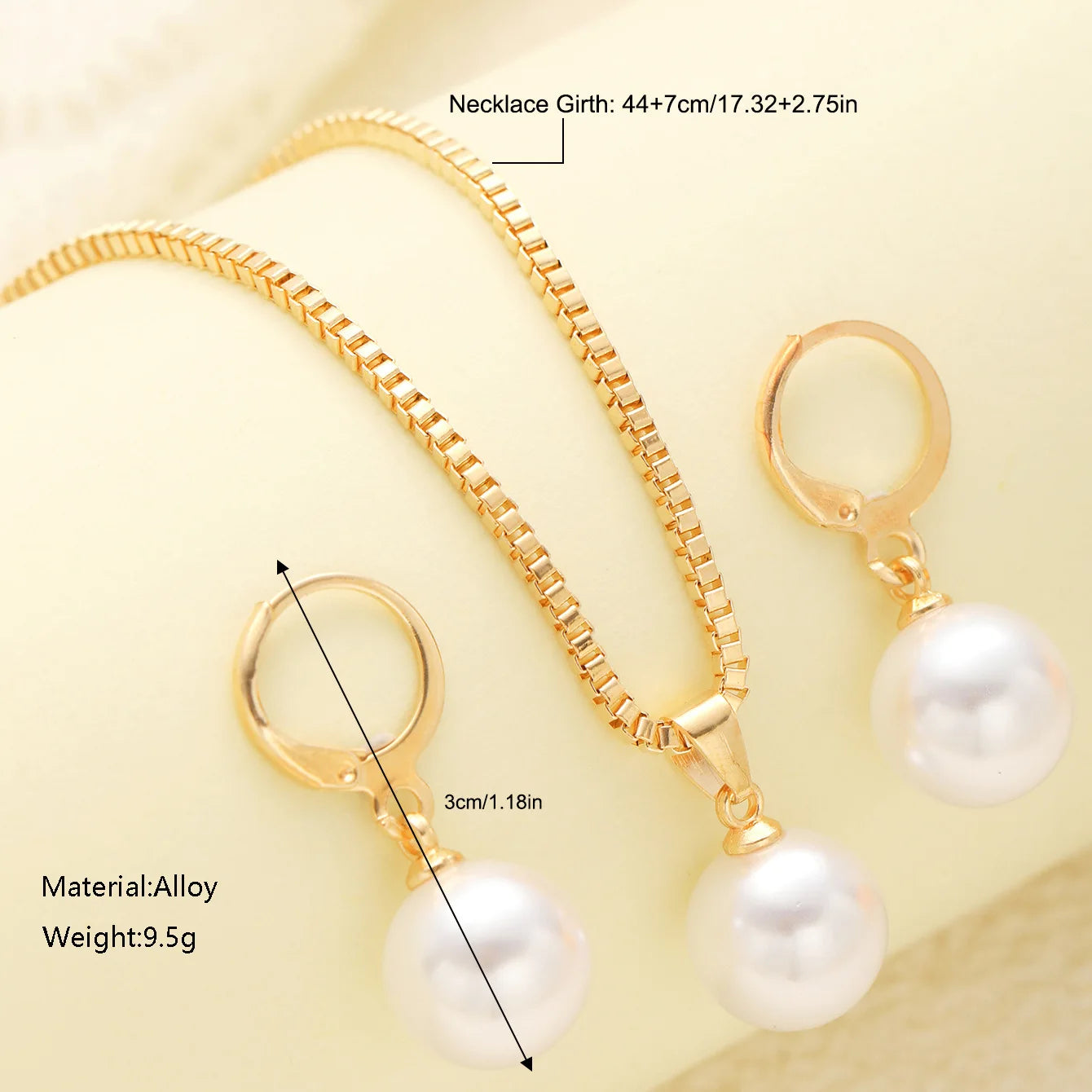 Pearl Necklace & Earrings Set – Elegant Gold Pearl Jewelry Set for Women