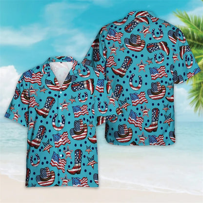 Patriotic American Flag Hawaiian Shirt – Men’s Summer Button Down Shirt
