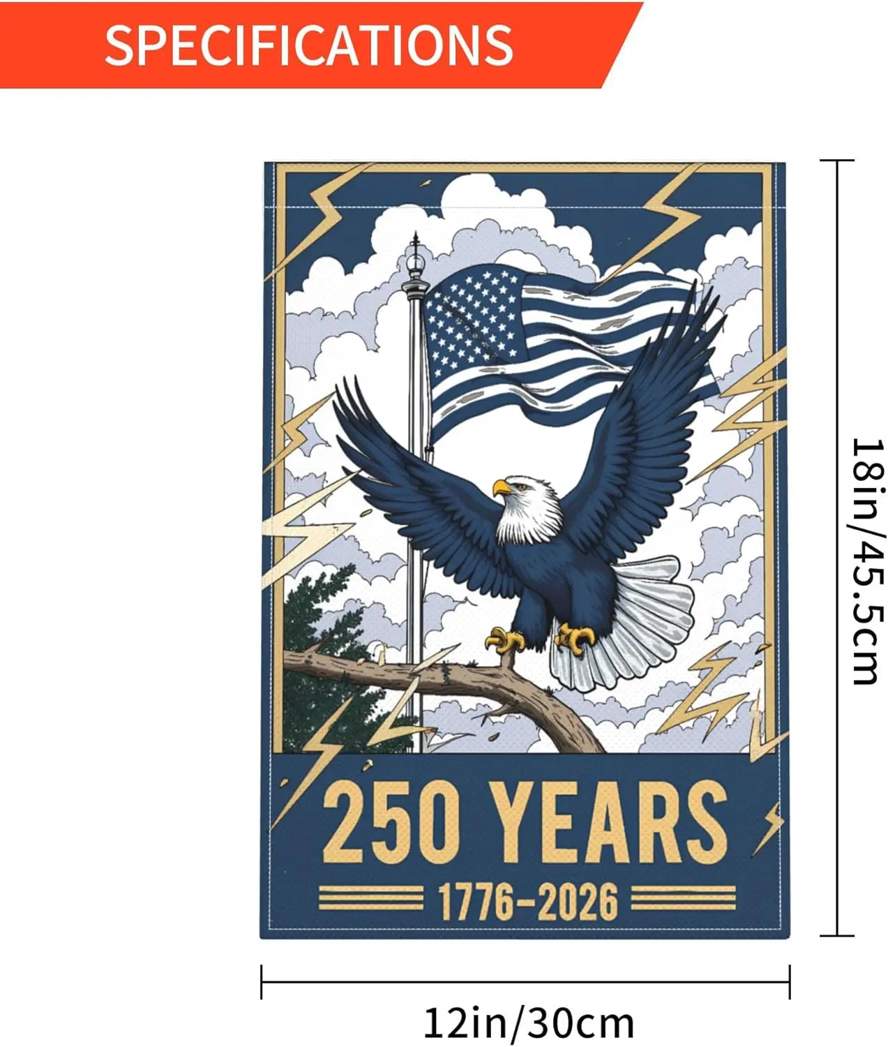 Anniversary 4th of July Patriotic Flag 250th Birthday Garden Flags Double Sided