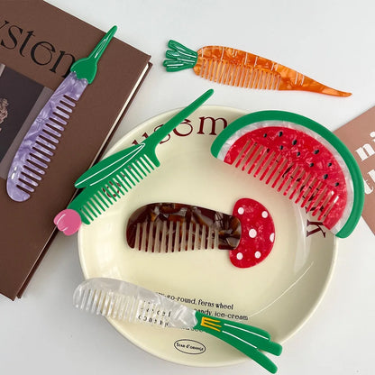 Cute Animal & Fruit Hair Comb Collection – Kawaii Acetate Detangling Comb for Women, Kids & Aesthetic Accessories