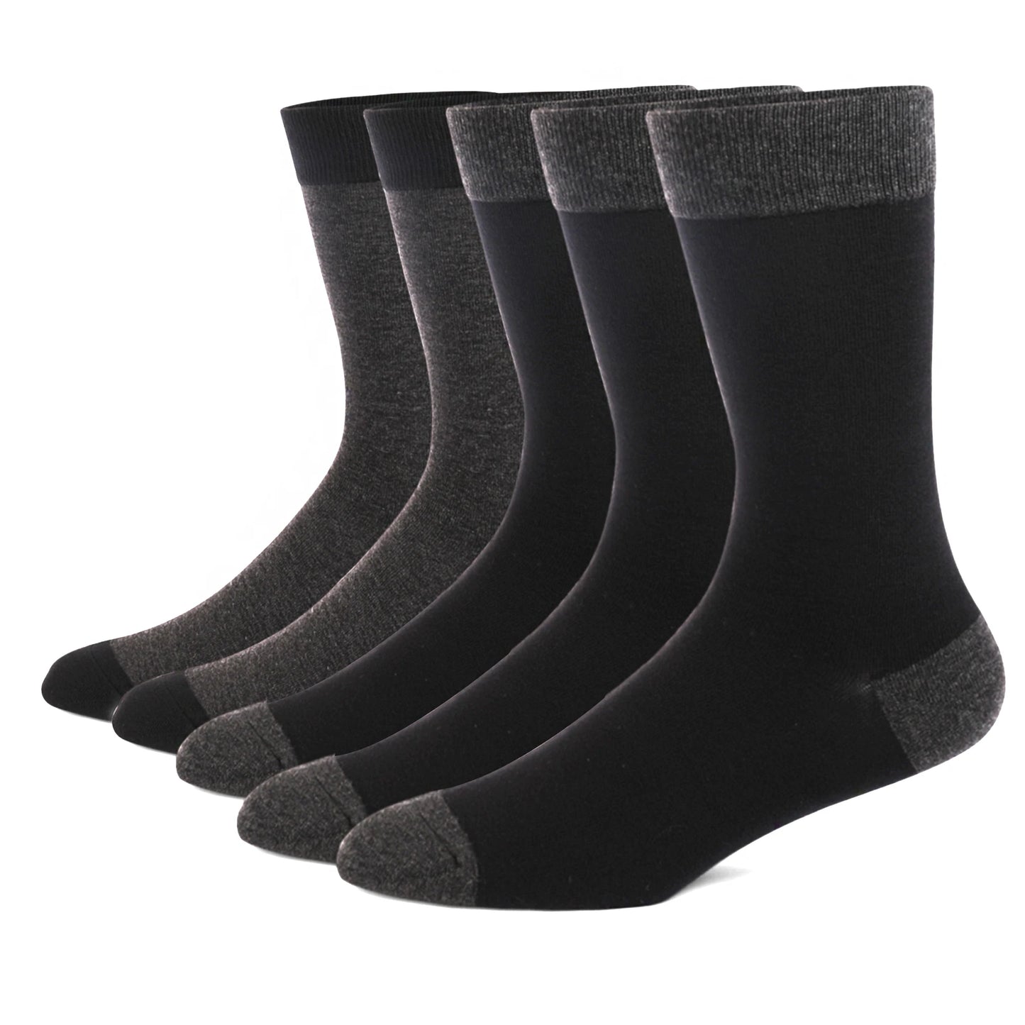 5 Pairs Men’s Dress Crew Socks Set – Classic Patterned Business Casual Socks