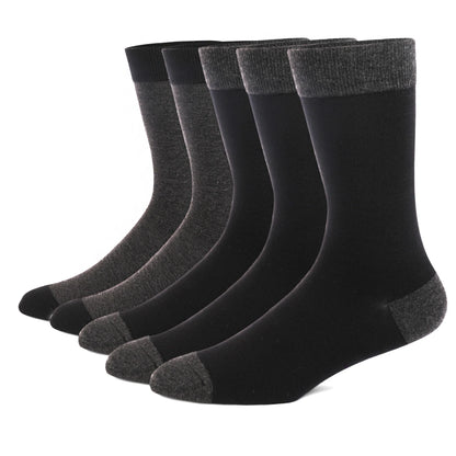 5 Pairs Men’s Dress Crew Socks Set – Classic Patterned Business Casual Socks