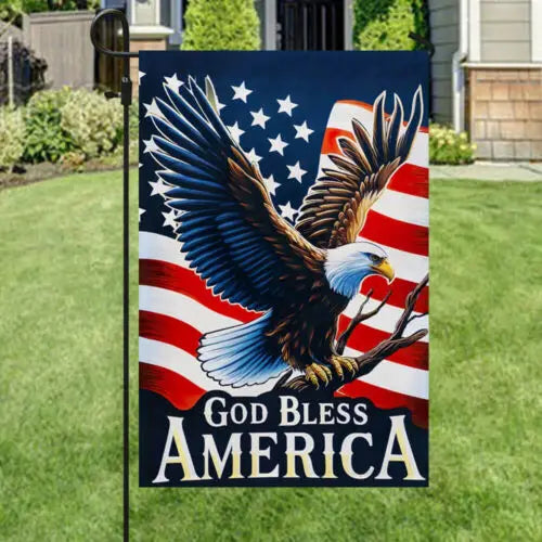God Bless America Patriotic Eagle Independence Day 4th Of July Flag Garden Flag
