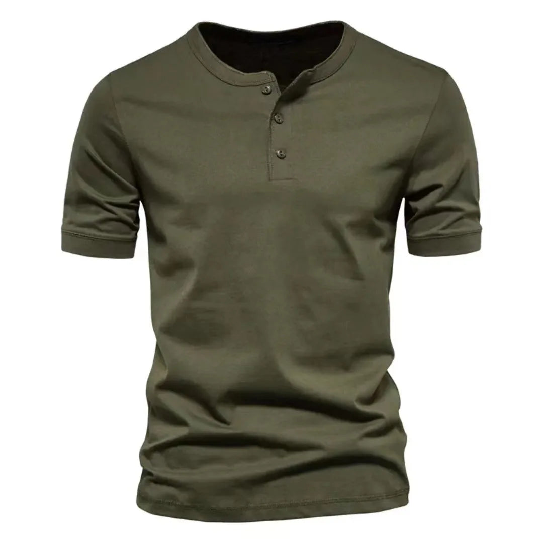 Men’s Casual Henley T-Shirt – Slim Fit Short Sleeve Cotton Tee