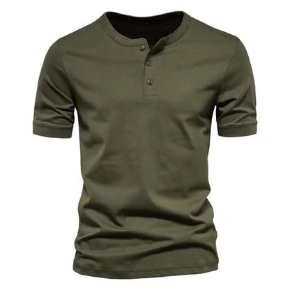 Men’s Casual Henley T-Shirt – Slim Fit Short Sleeve Cotton Tee