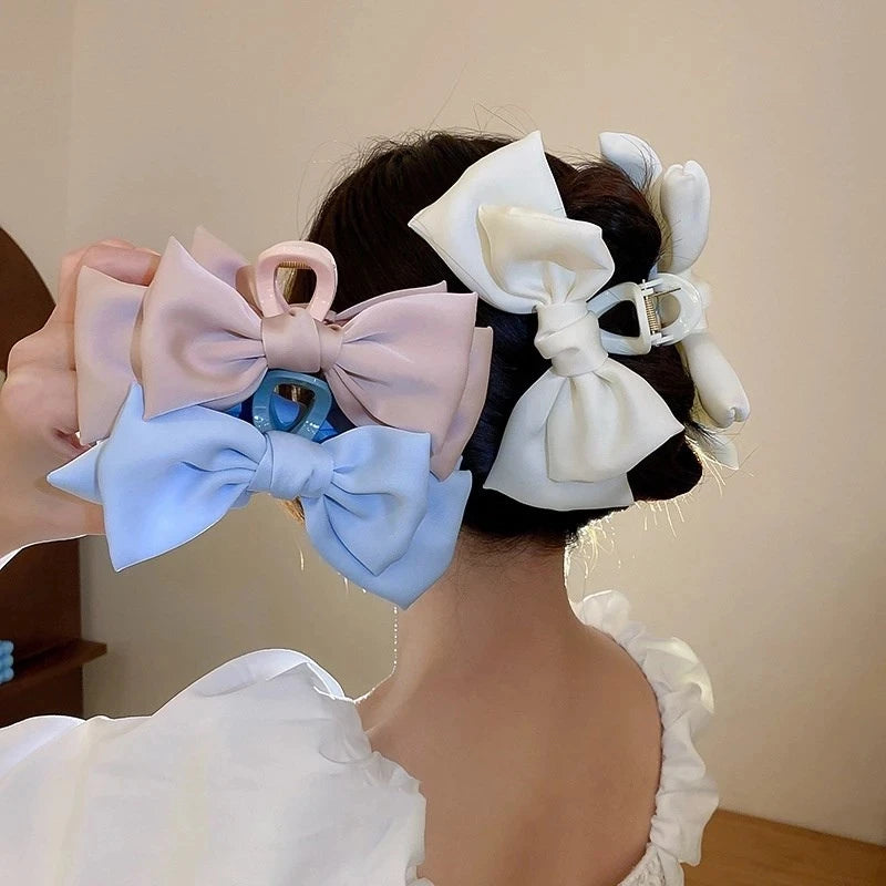 Satin Bow Hair Clip Set – Cute Coquette Ribbon Barrettes for Women & Girls