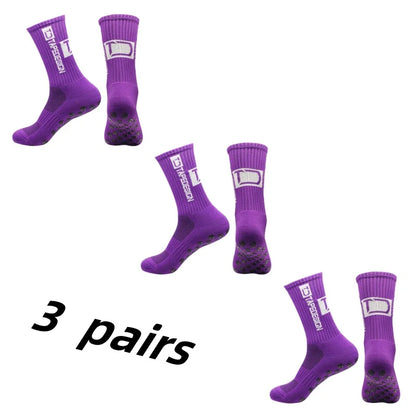 3 Pairs Grip Soccer Socks – Anti Slip Athletic Crew Sports Socks