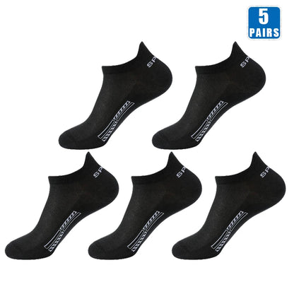 5 Pairs Men’s No Show Sports Socks – Breathable Low Cut Athletic Ankle Socks Set