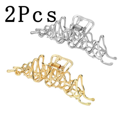 Abstract Metal Hair Claw Clip – Artistic Silver Statement Jaw Clip for Women