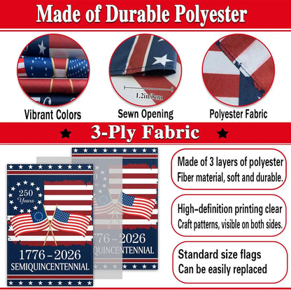 250 Years Garden Flag 12x18 Double Sided America 250th Anniversary 1776 2026 Semiquincentennial Flag