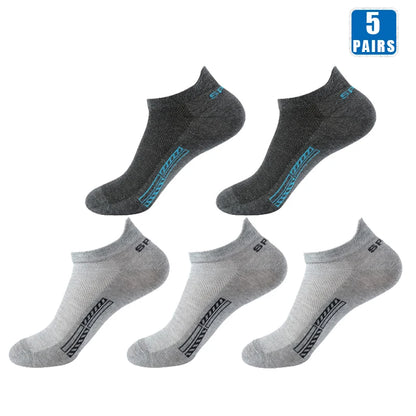 5 Pairs Men’s No Show Sports Socks – Breathable Low Cut Athletic Ankle Socks Set