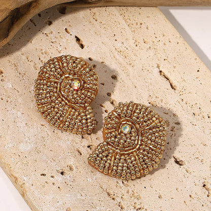 Boho Beach Statement Earrings – Handmade Beaded Starfish Seahorse Shell Drop Earrings for Women