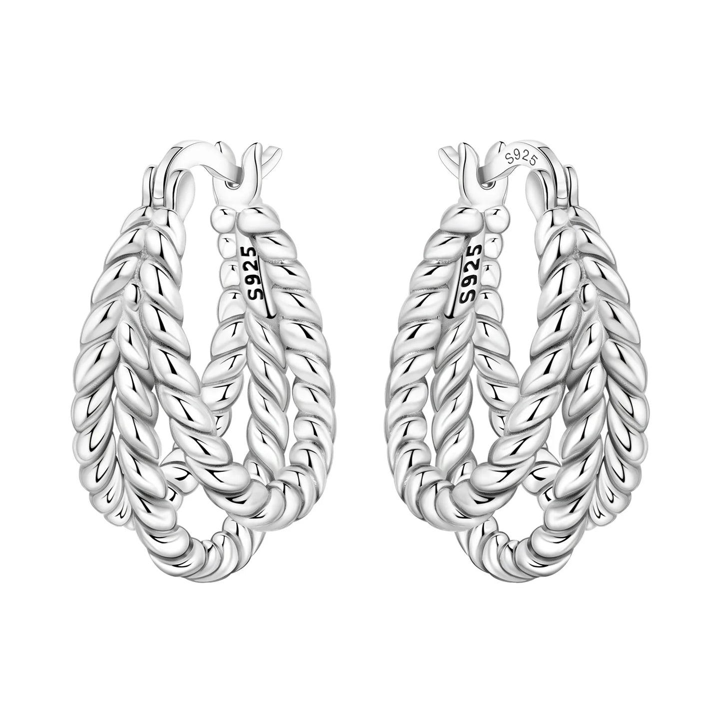 925 Sterling Silver Hoop Earrings – Minimalist Layered Huggie Earrings for Women