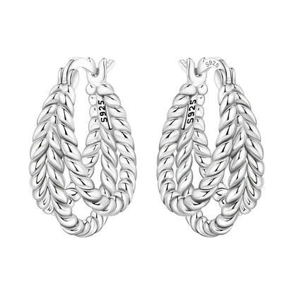 925 Sterling Silver Hoop Earrings – Minimalist Layered Huggie Earrings for Women