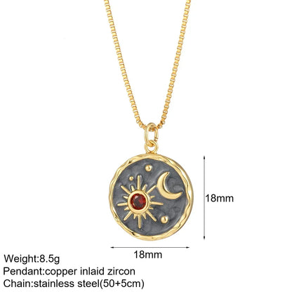 Gold Charm Pendant Necklace Collection – Celestial Eye Heart Sun Moon Layered Necklaces for Women